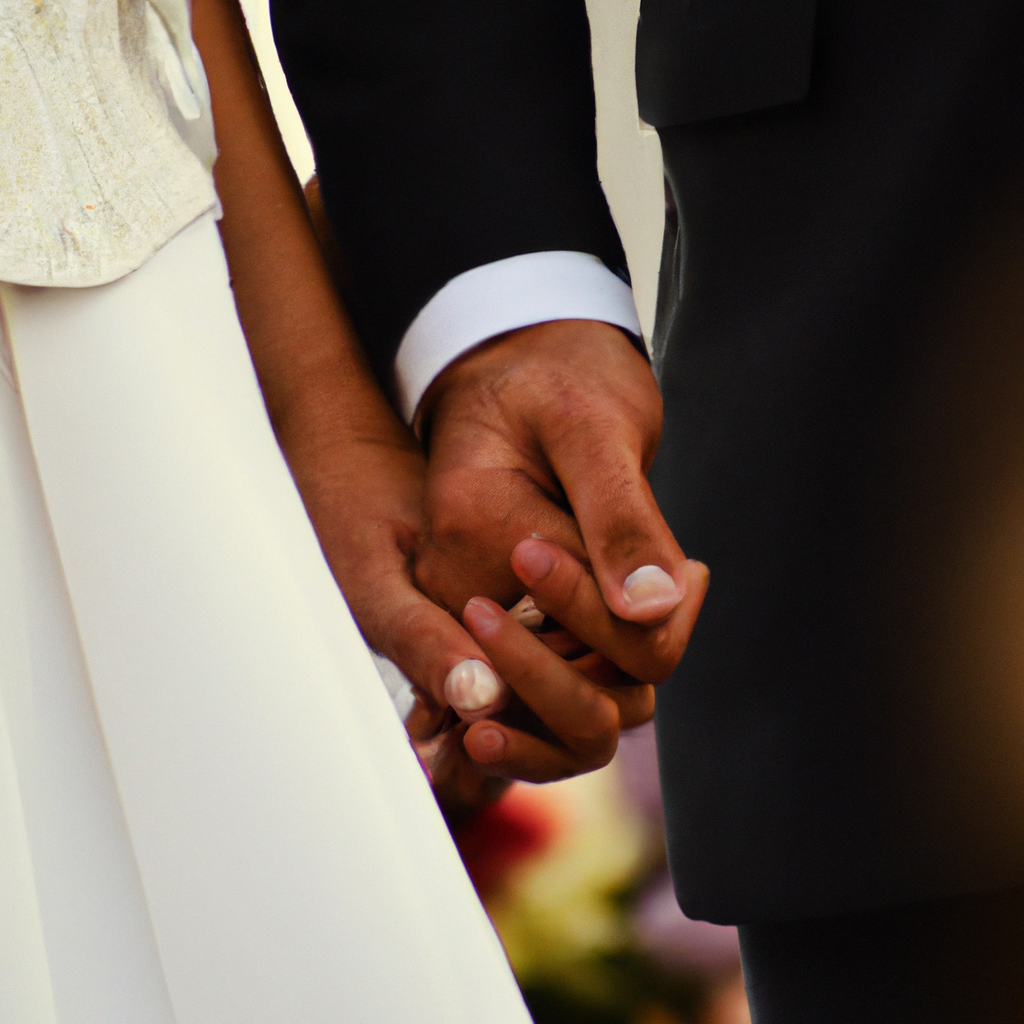 Pareja de boda minimalista con fondo desenfocado